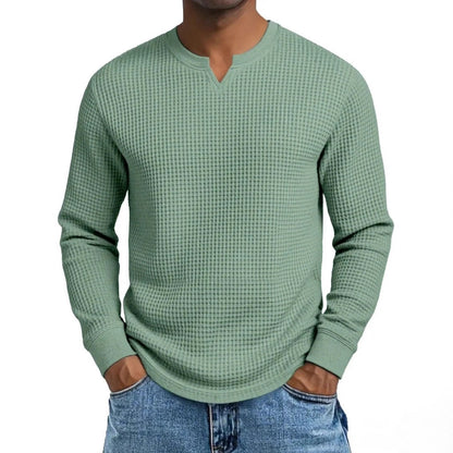 Men's Slim-fit Casual Long-sleeve V-neck Top