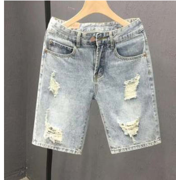 Fashionable Mens Denim Shorts With Large Rips