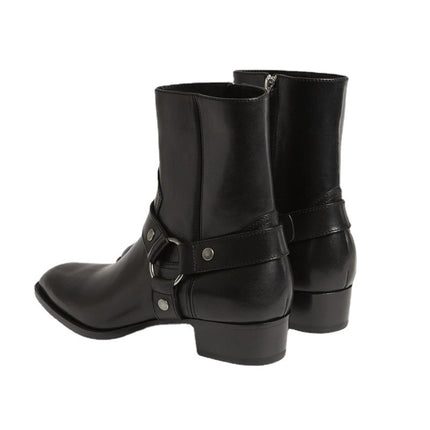 Pointed-toe Leather Martin Boots For Men