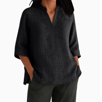 Breathable Linen-Cotton Short Sleeve T-Shirts for Women