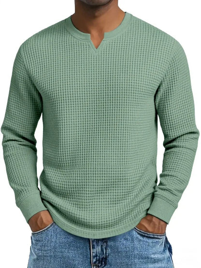 Men's Slim-fit Casual Long-sleeve V-neck Top