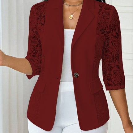 Lightweight Halflacepatched Singlebreasted Blazer Top