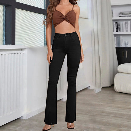 High Elastic Highwaisted Black And White Flared Pants That Slim The Figure