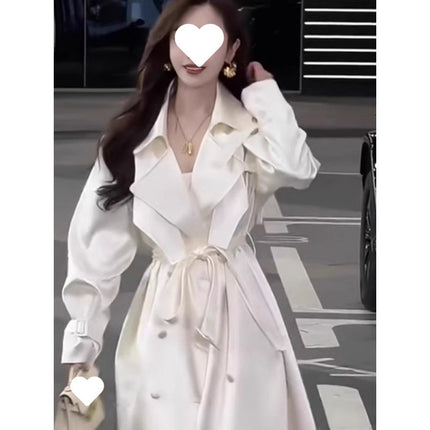 White Trench Coat Women's Long British-style
