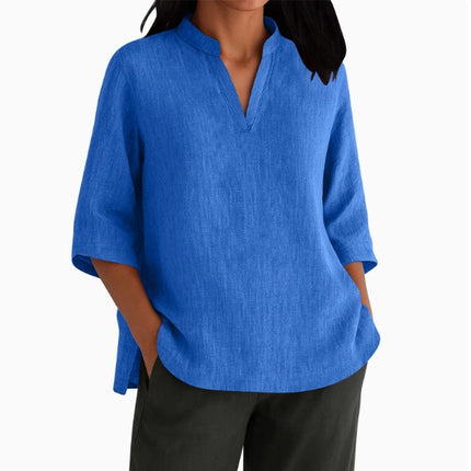 Breathable Linen-Cotton Short Sleeve T-Shirts for Women
