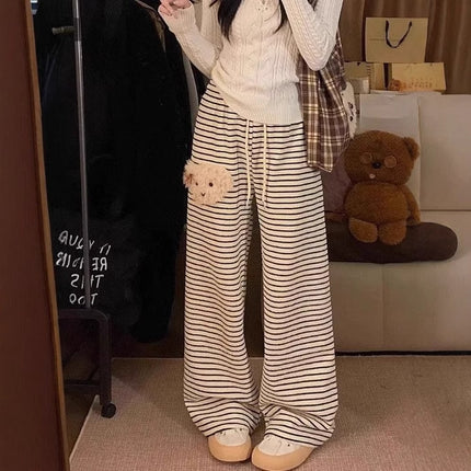 Casual Striped Pants For Women In A Cozy Cute Puppy Style