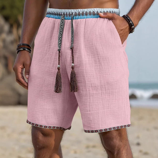 Loose-fitting Breathable Beach Pants With A Trendy Ethnic-style Drawstring Design