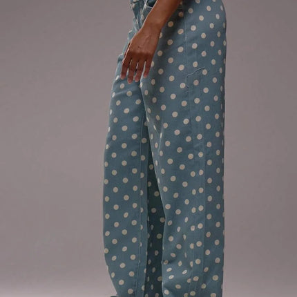 Casual Polka Dot Mid-rise Non-stretch Jeans