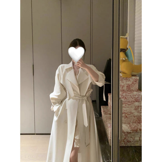 White Trench Coat Women's Long British-style