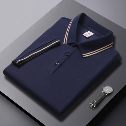 Men's Short-Sleeve Pullover Shirt New Style Embroidered Youthful Lapel Design