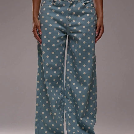 Casual Polka Dot Mid-rise Non-stretch Jeans