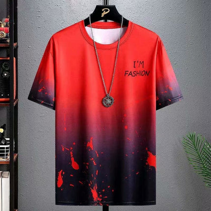 Gradient Half-length Sleeve Versatile Casual T-shirt